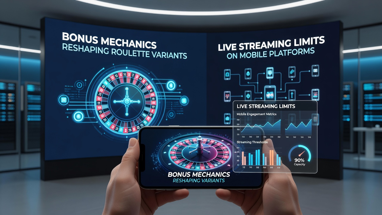 Mobile Live-Streaming-Oberfläche für Roulette mit Bonusanzeigen und Limit-Einstellungen