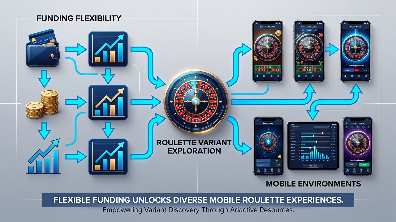 Grafik zu Zahlungsflüssen und Roulette-Varianten auf Smartphones mit mobilen Schnittstellen