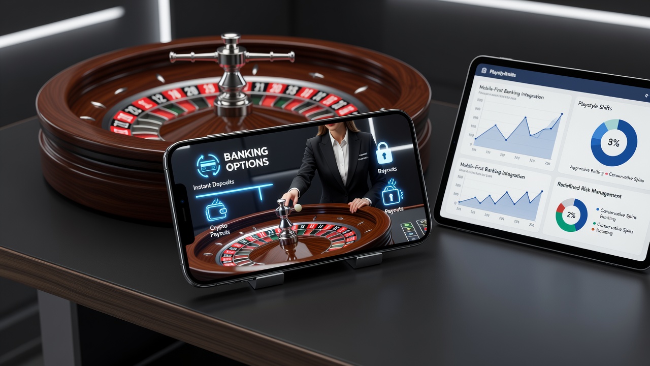 Smartphone mit Live-Roulette-App und Zahlungsübersicht